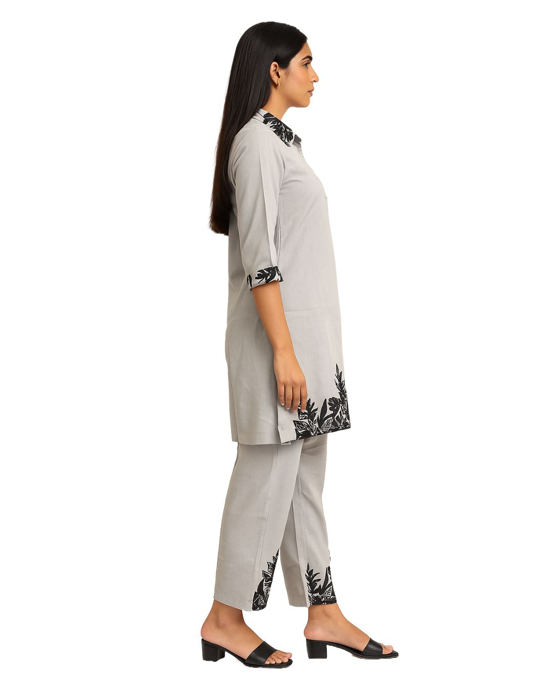 Elegant Silk Cord Set – Embroidered Tunic with Trouser