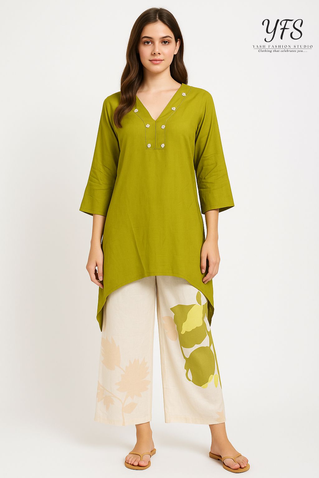 Floral Grace Beige Plazo Set