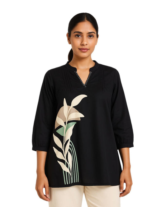 Black Cotton Tunic Shirt for Women – M to XXL Size