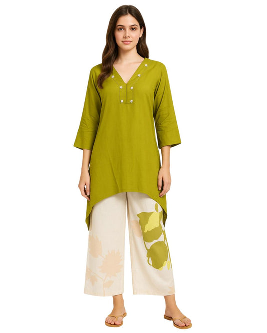 Floral Grace Beige Plazo Set